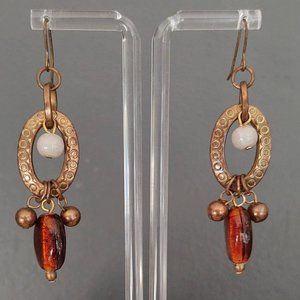 Glass and metal dangle earrings